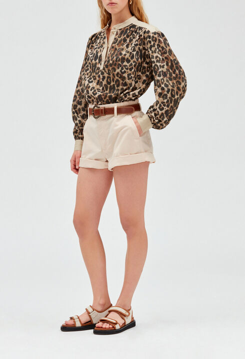 Beige cotton shorts