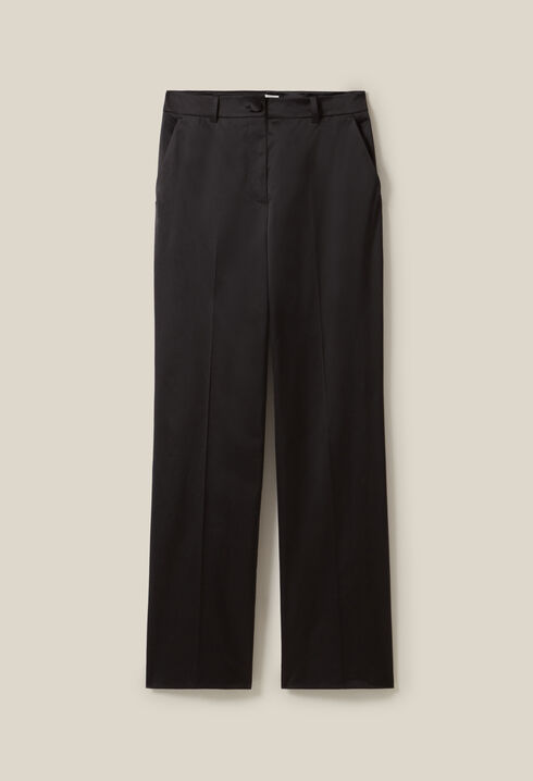 Pantalon satiné slim droit noir