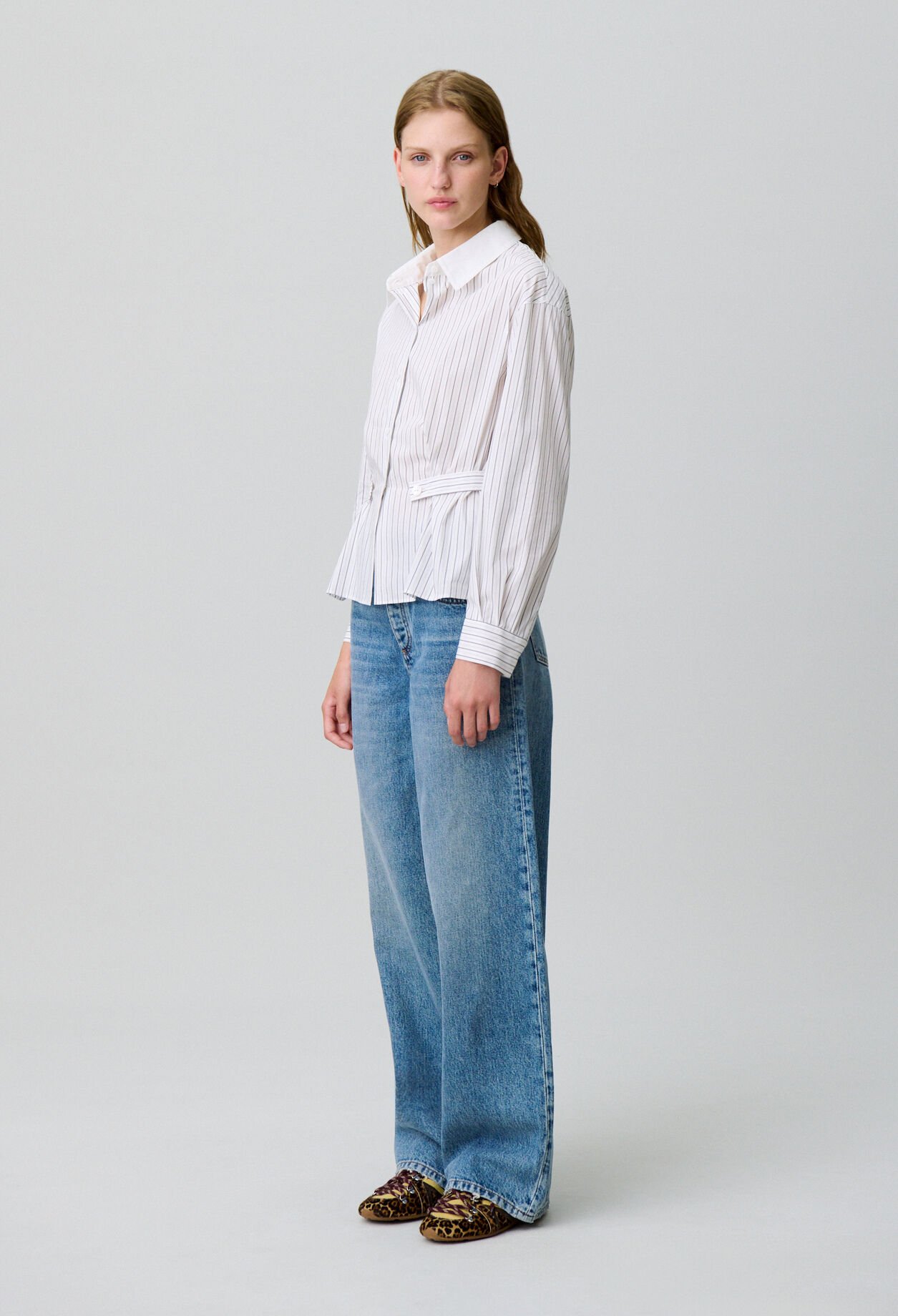 Striped poplin shirt