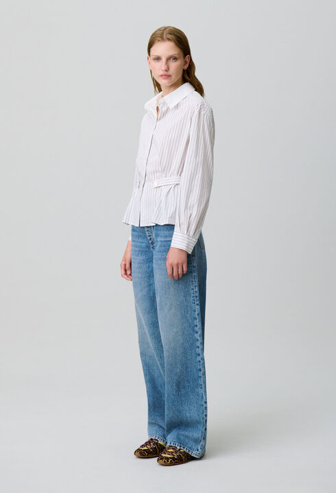 Striped poplin shirt