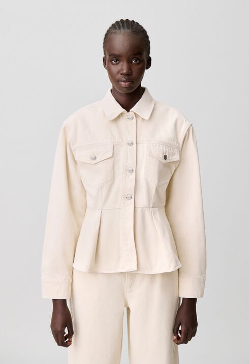 Blouson denim écru manches longues
