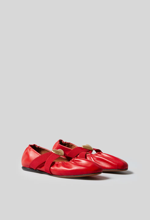 Ballerines cuir cœur doré