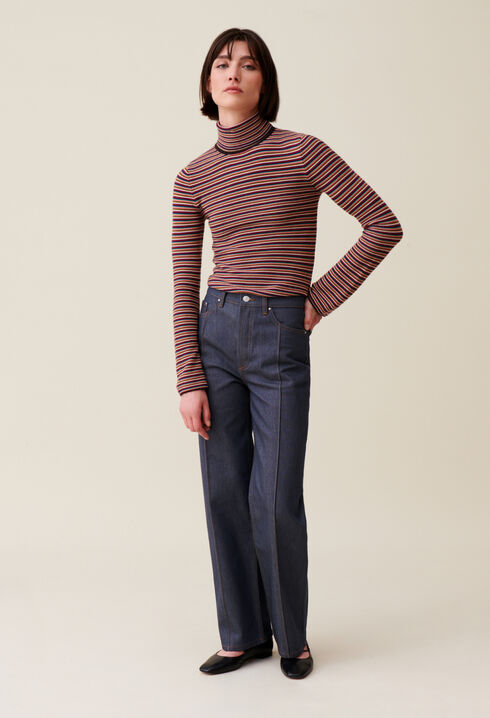 Striped turtleneck jumper