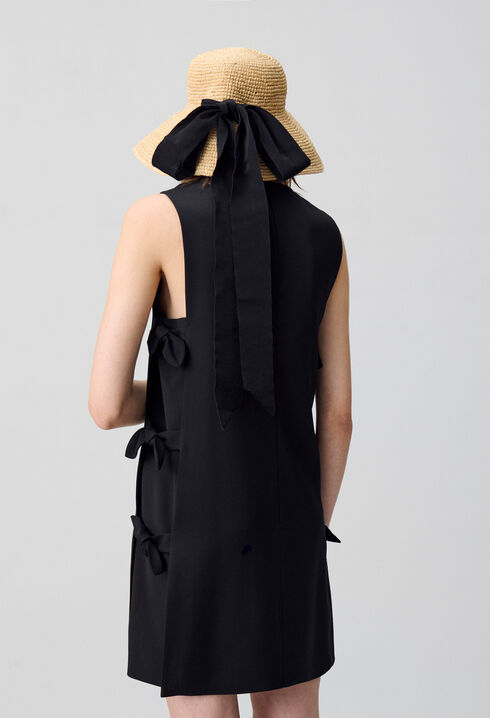 Raffia hat with ribbon