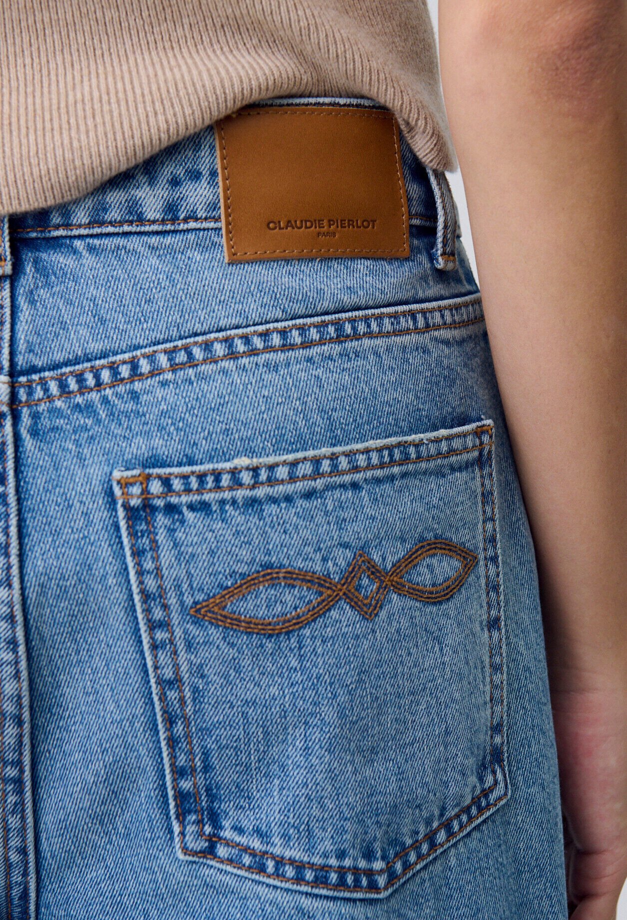 Jean denim droit large délavé