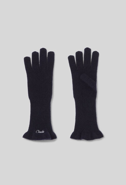 Embroidered knit gloves