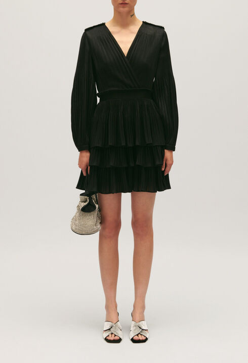 Short black pleated dress