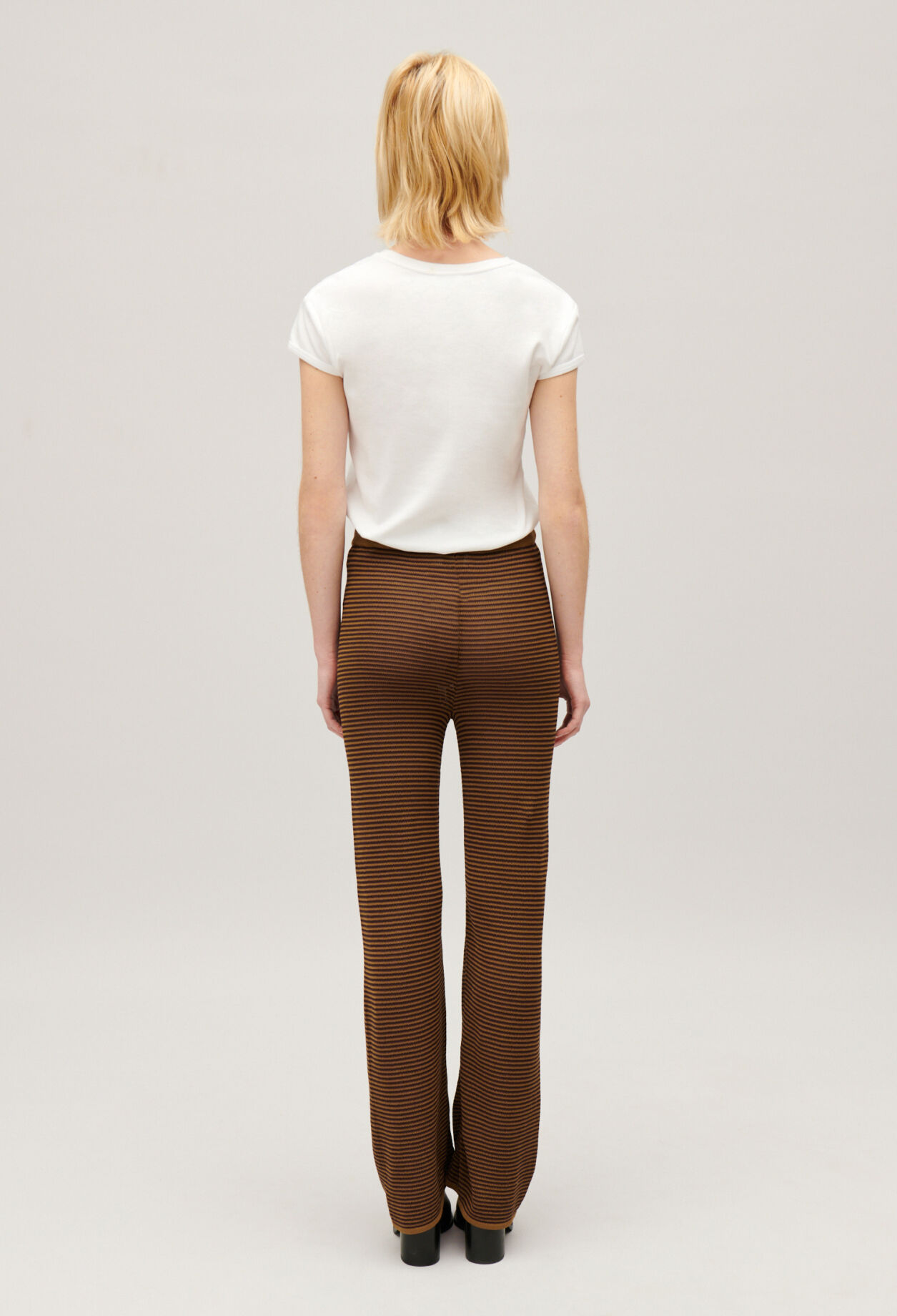 Brown striped trousers