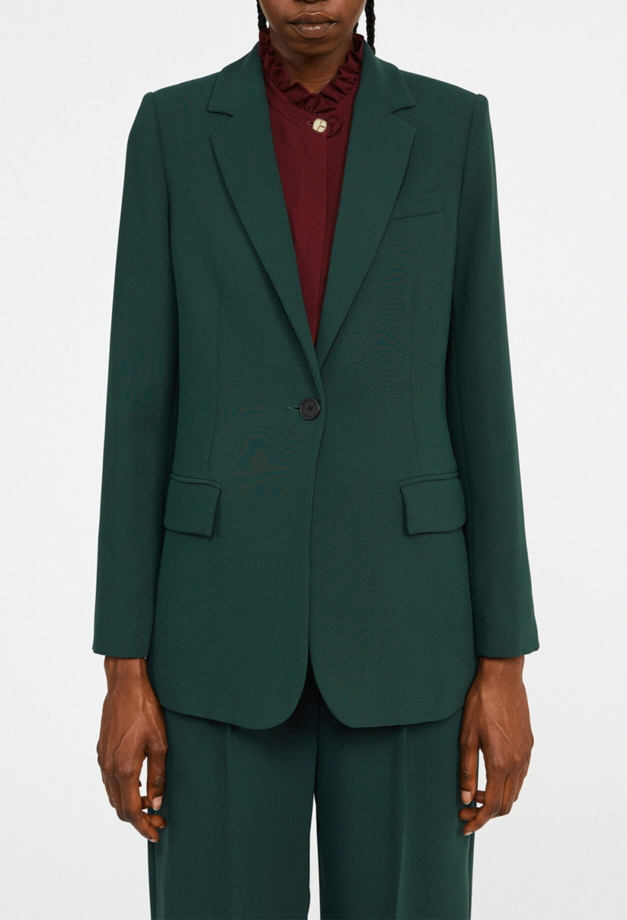 Veste vert forêt tailleur cintrée