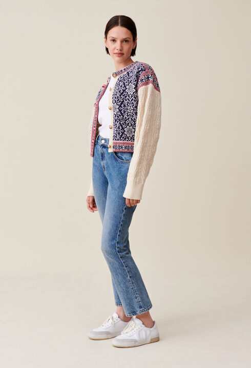 Cable-knit wool cardigan