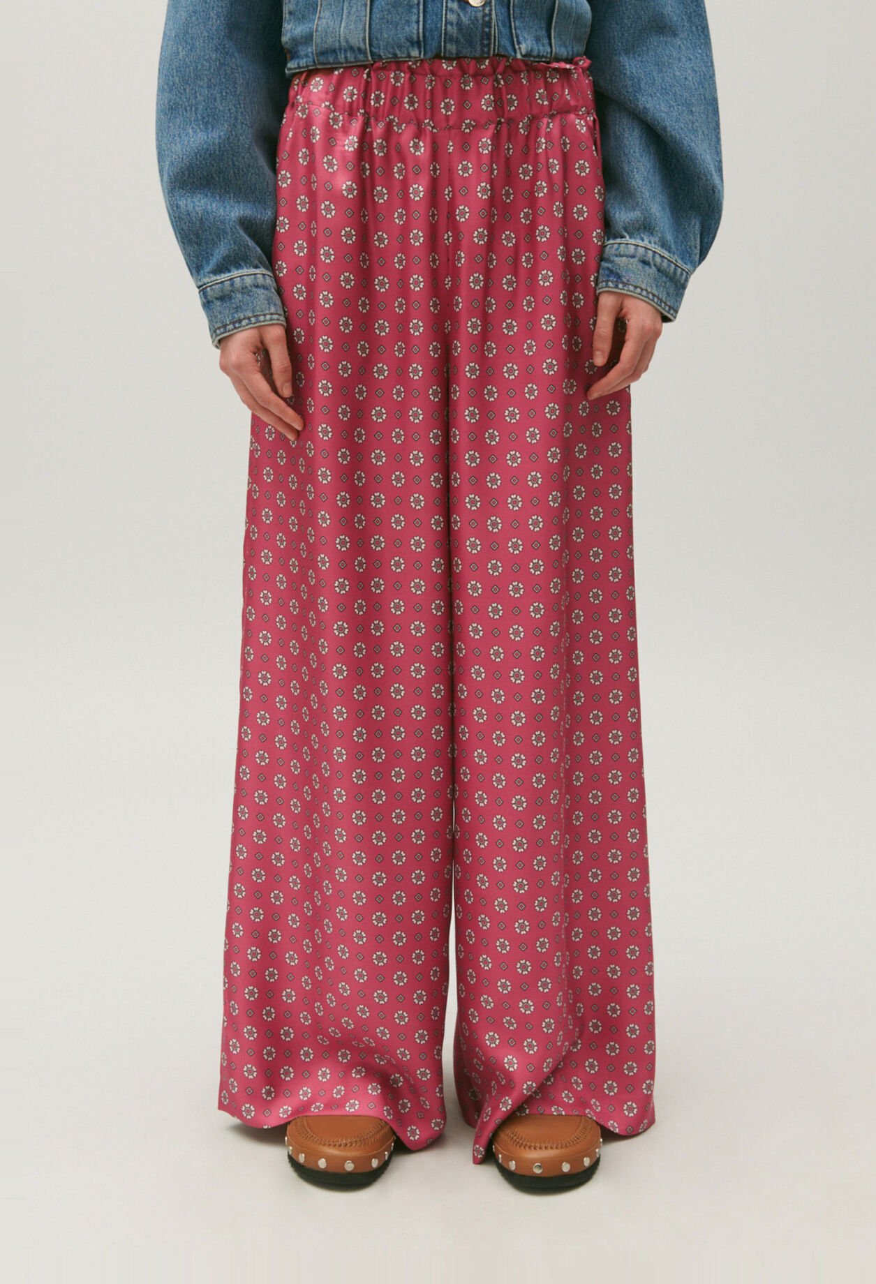 Printed satin trousers