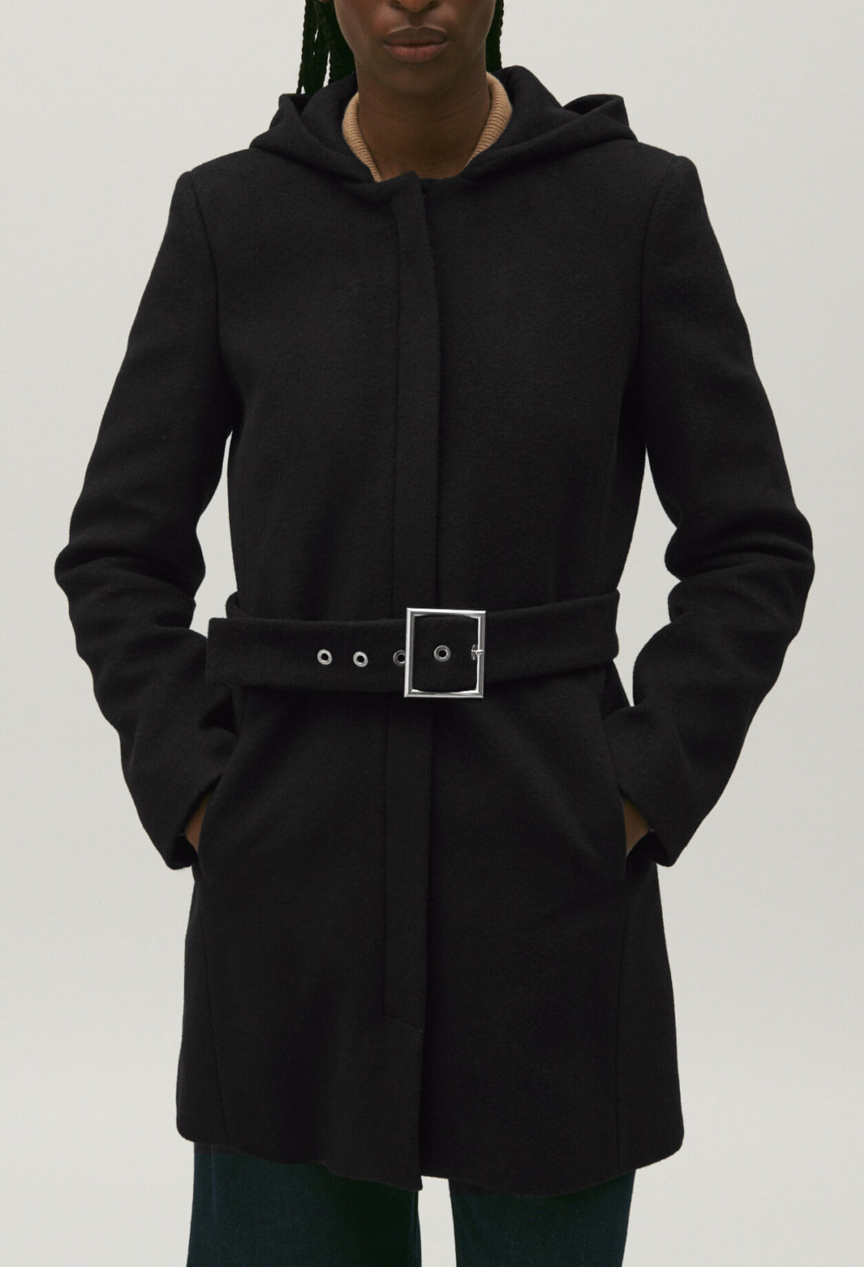 Manteau ceinturé en laine et cachemire