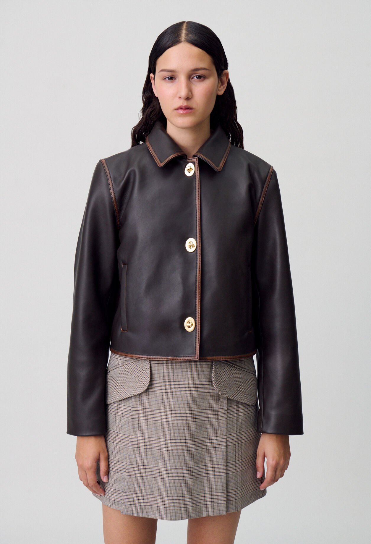 Cropped Vintage Leather Jacket