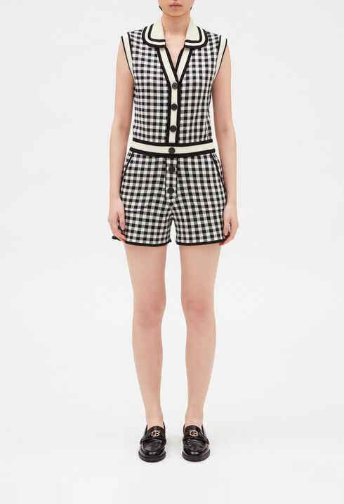 Two-tone checked playsuit