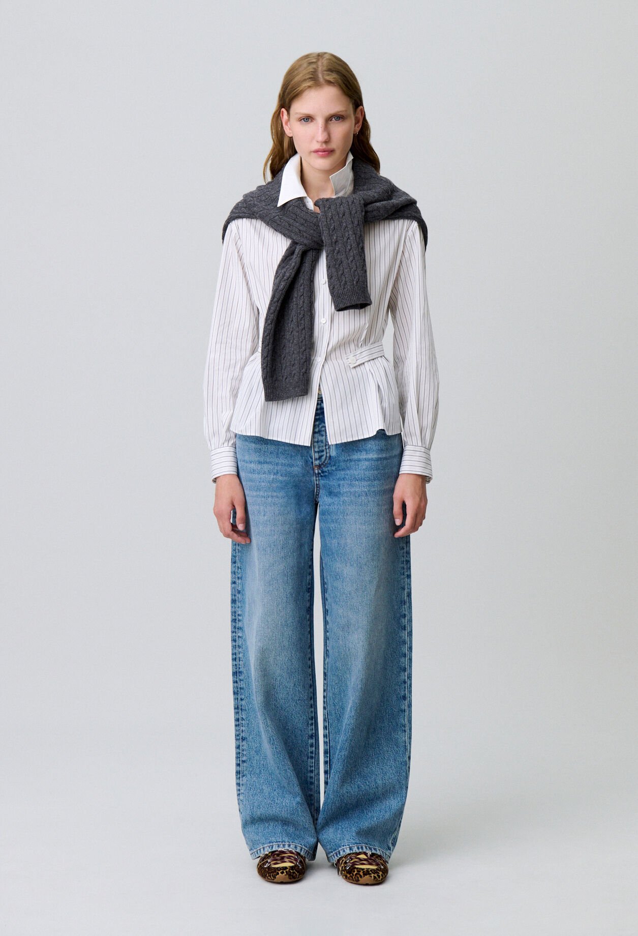 Striped poplin shirt