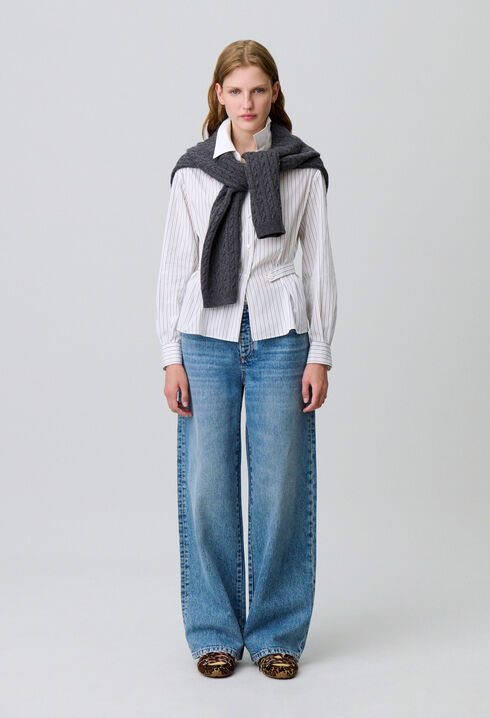 Striped poplin shirt
