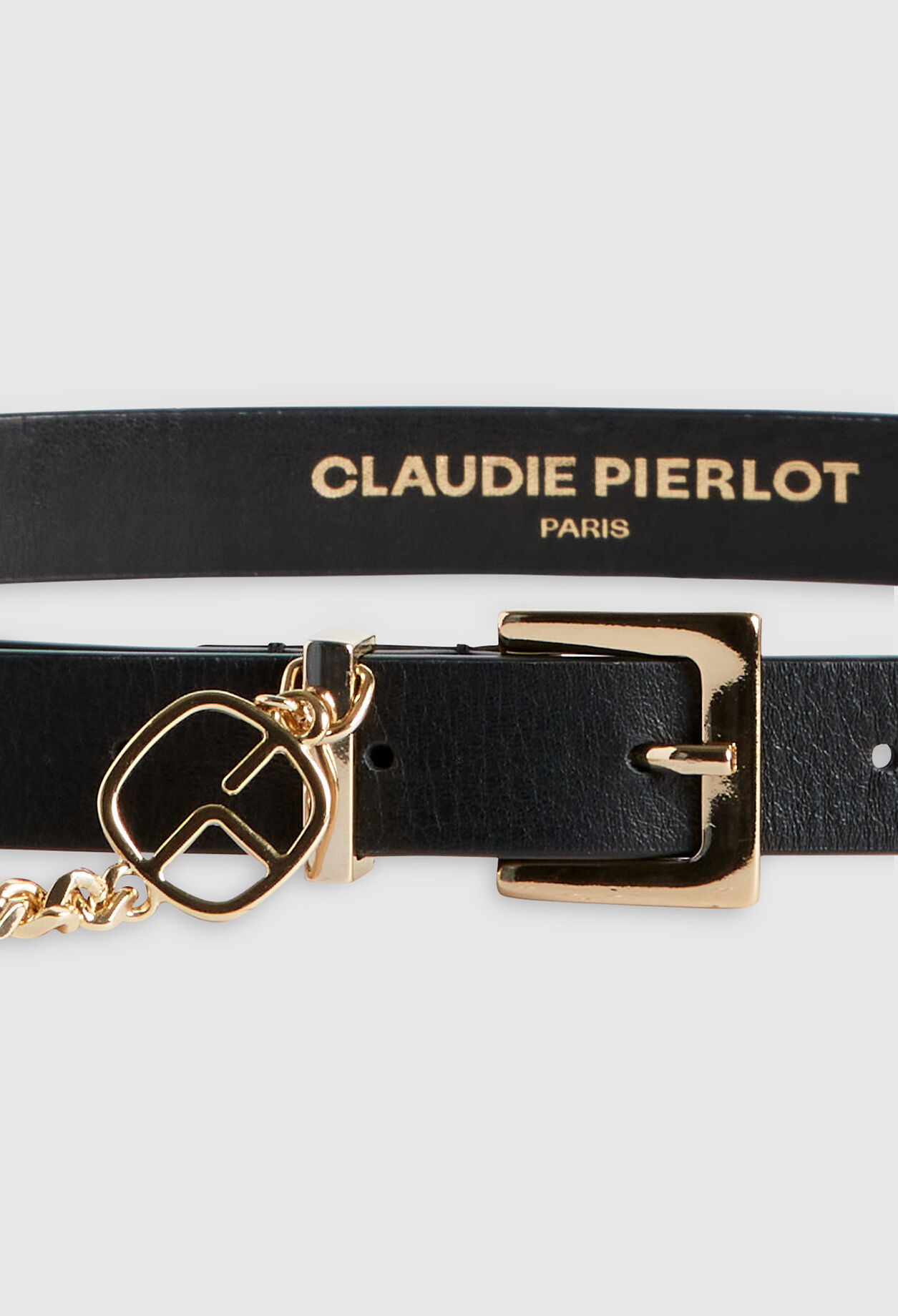 Ceinture cuir noir et chaîne