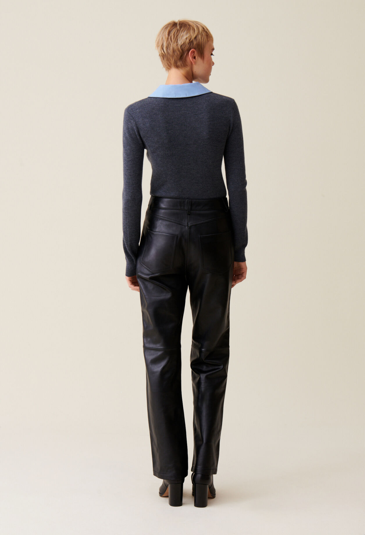 Straight leather trousers