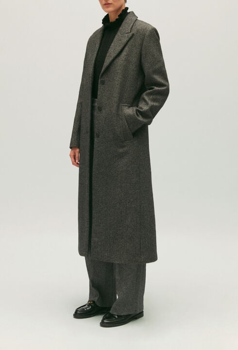 Manteau droit mi-long bicolore