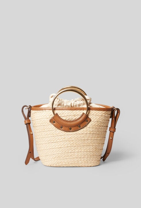 Small woven basket bag with ring