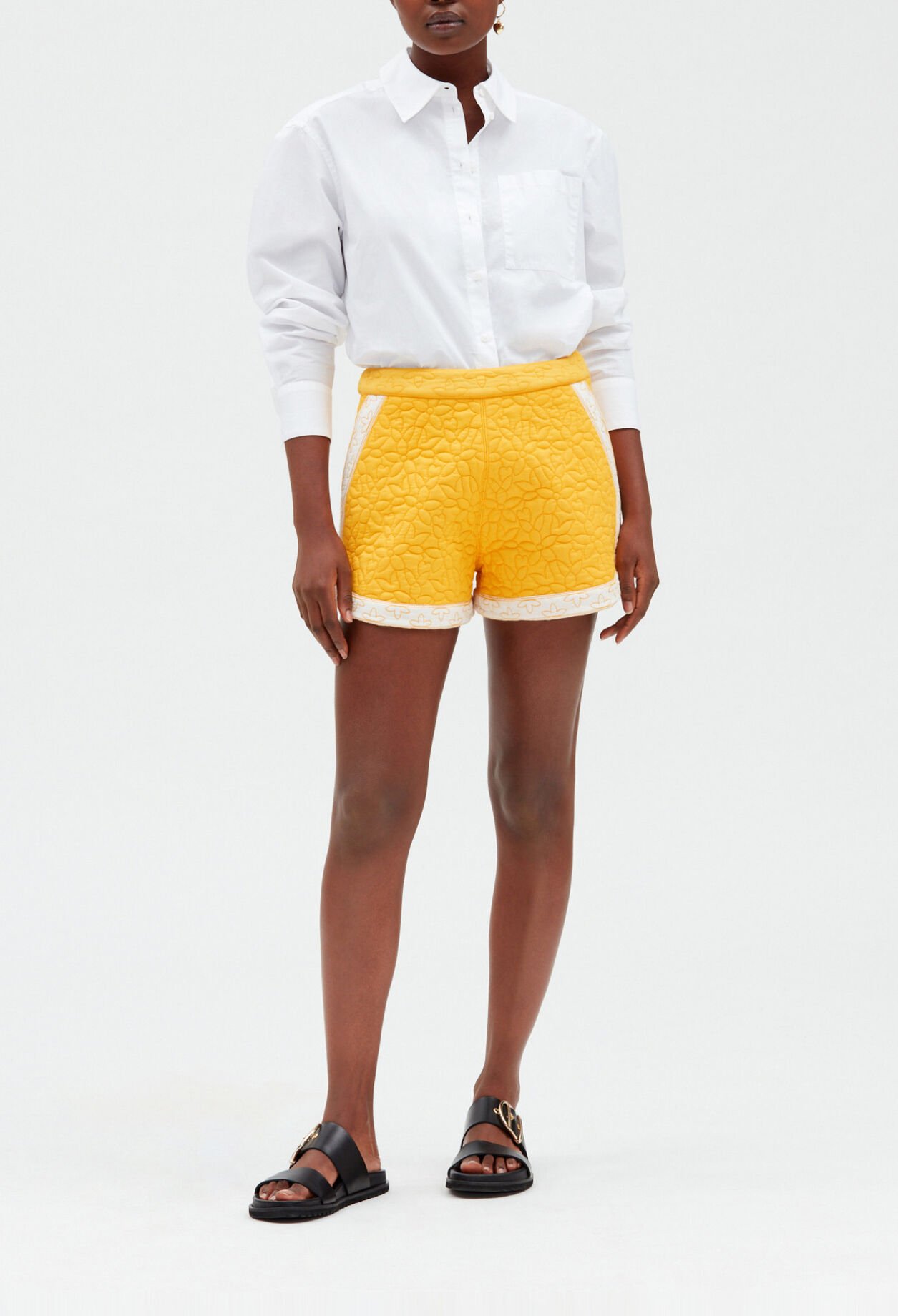 Yellow bouty-braid shorts
