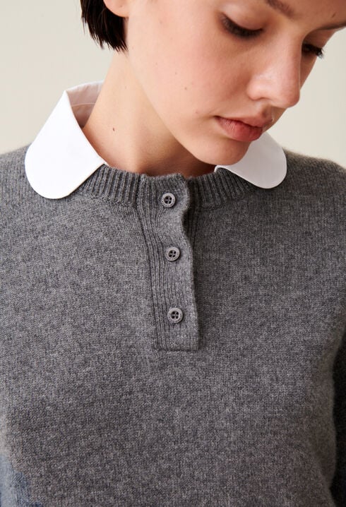 Cashmere jumper detachable collar