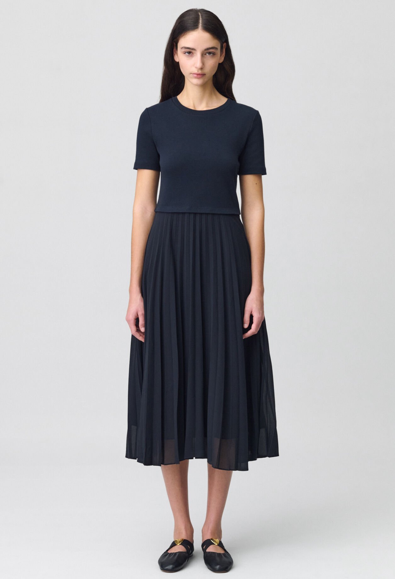 Long dual-fabric Teli dress