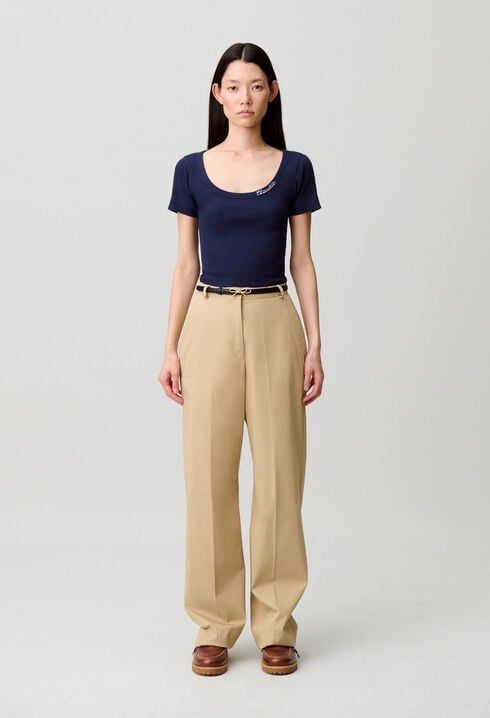 Embroidered cotton T-shirt