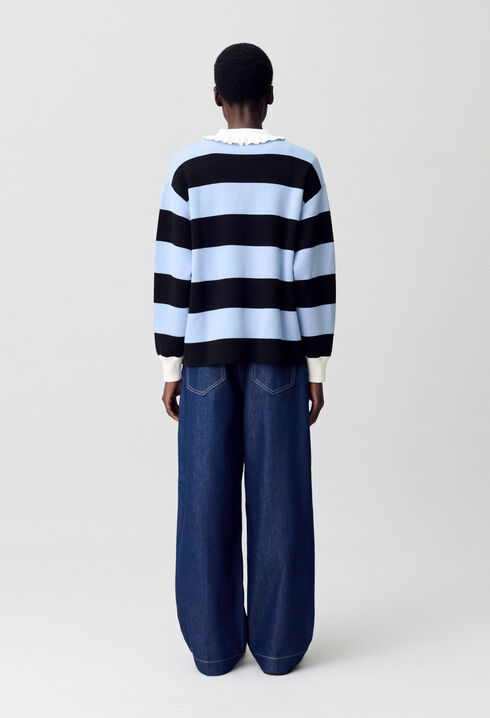 Pull polo large rayures