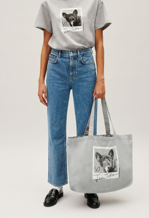 Tote bag toile Jean Toto gris chiné