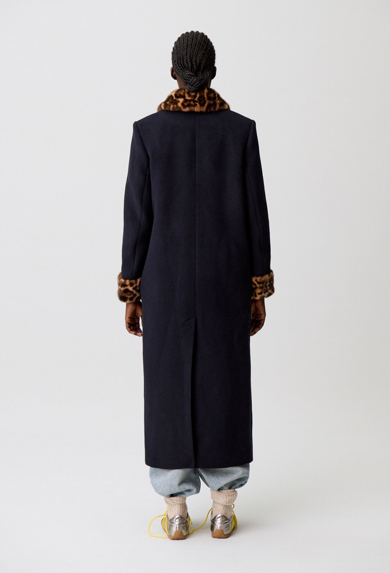 Long leopard-print wool coat