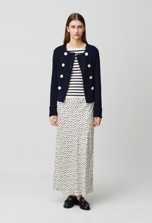 Cardigan laine mélangée boutonné