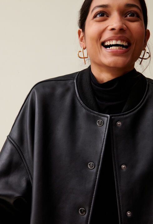 Jean Toto Leather Bomber