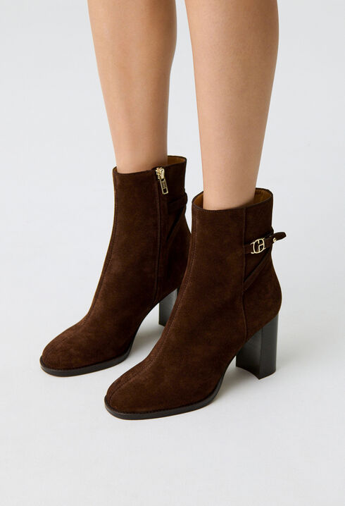Suede heeled ankle boots