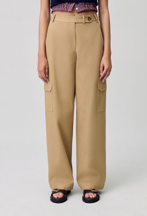 Wide-Leg Straight Cargo Trousers