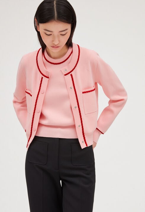 Pull maille sans manche bicolore