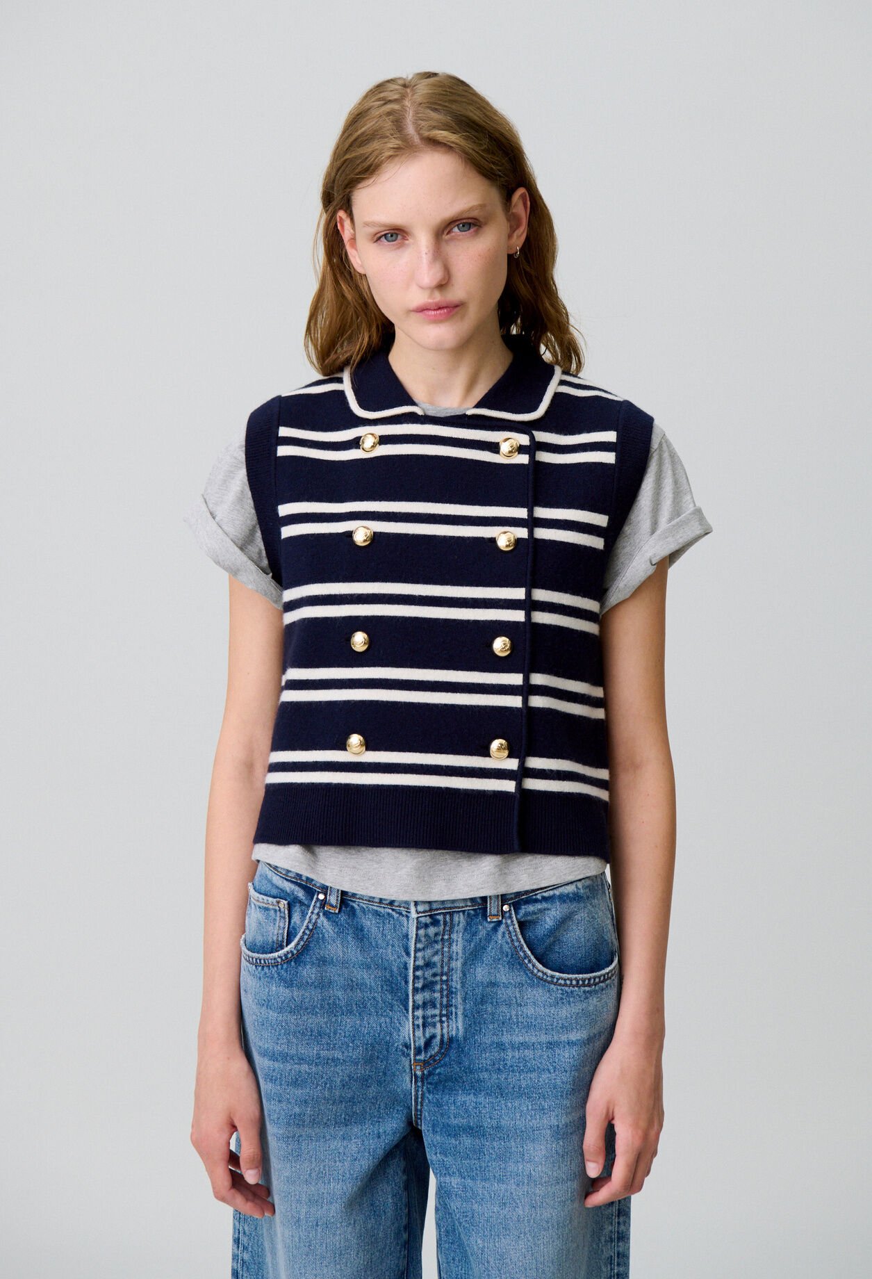 Cardigan rayé sans manches