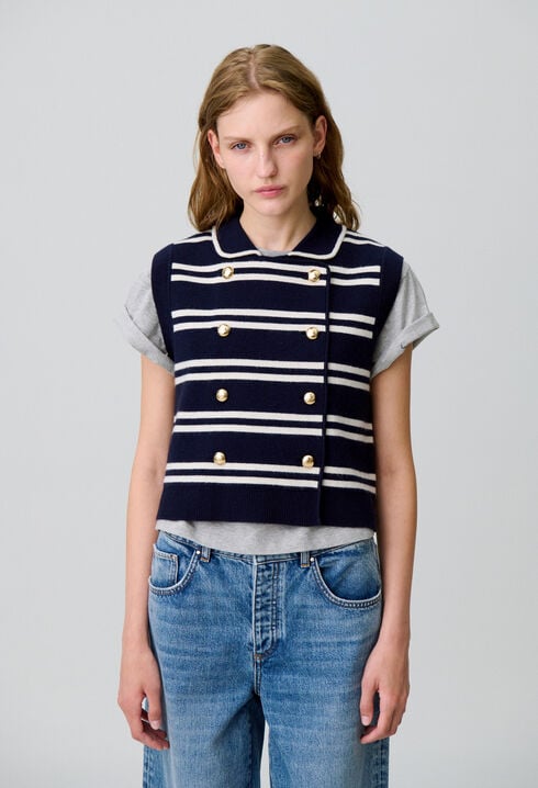 Cardigan rayé sans manches