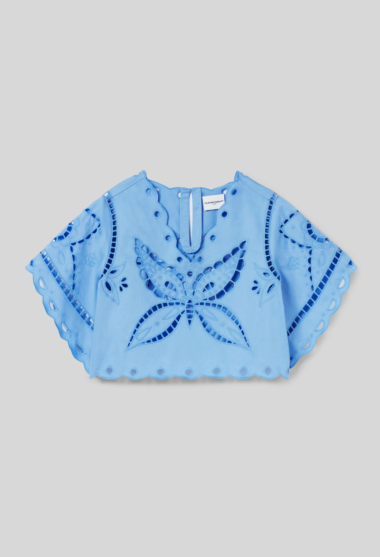 Top brodé papillon