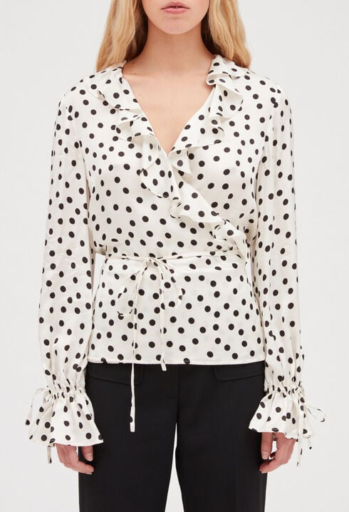 Ruffled blouse with polka dots