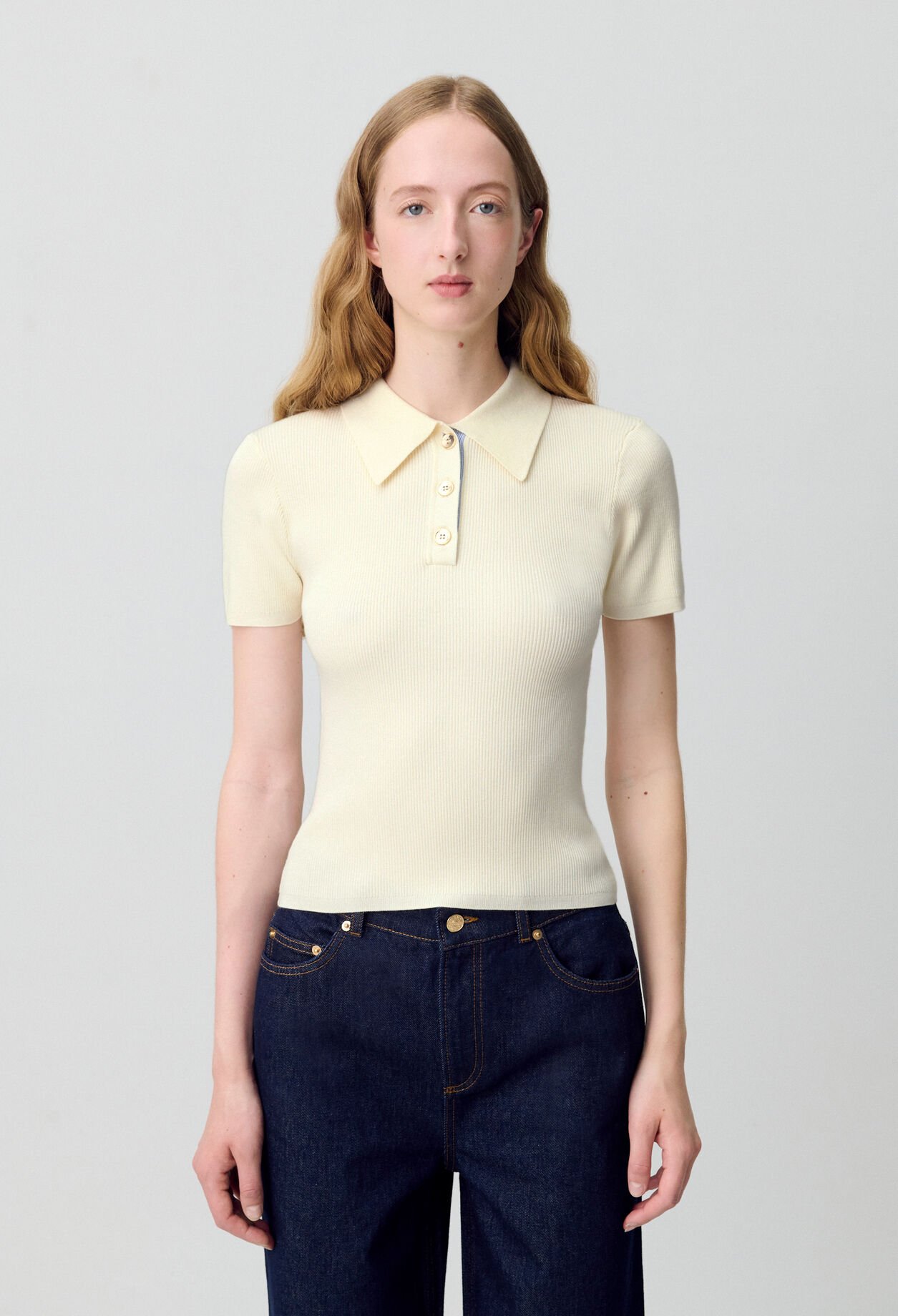 Fine Knit Polo Top