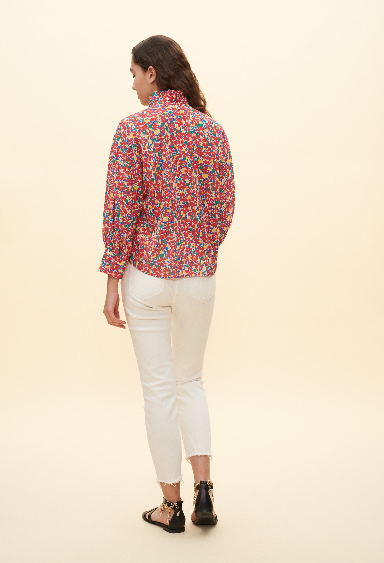 Chemise imprimée à col victorien