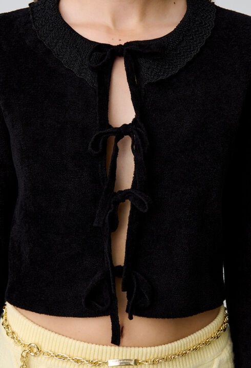 Cardigan maille velours
