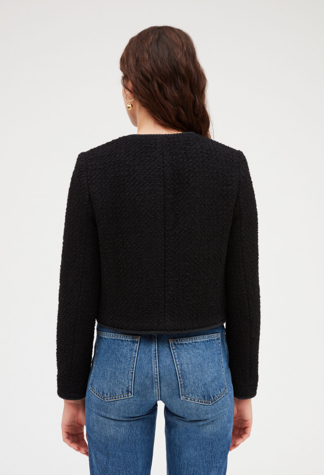 Short black tweed jacket