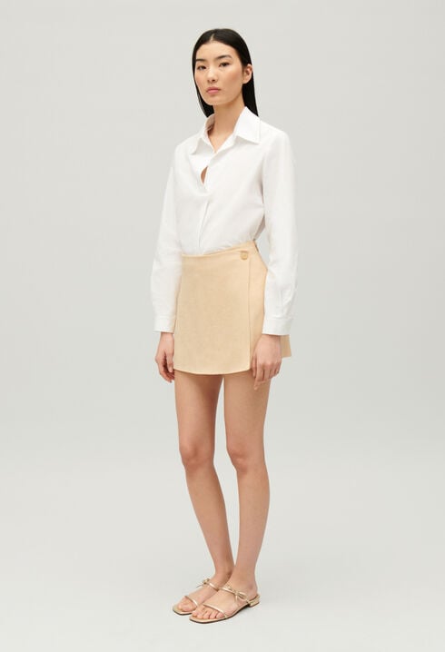 Short beige wrap skirt