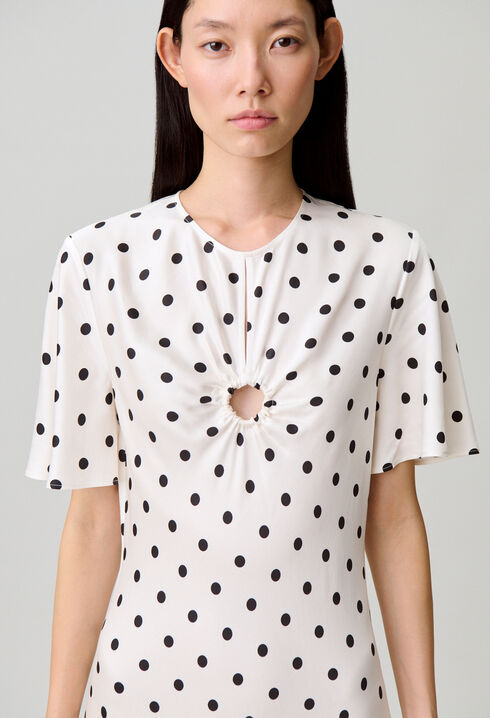 Satin polka dot maxi dress