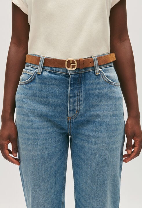 Ceinture cuir suède caramel