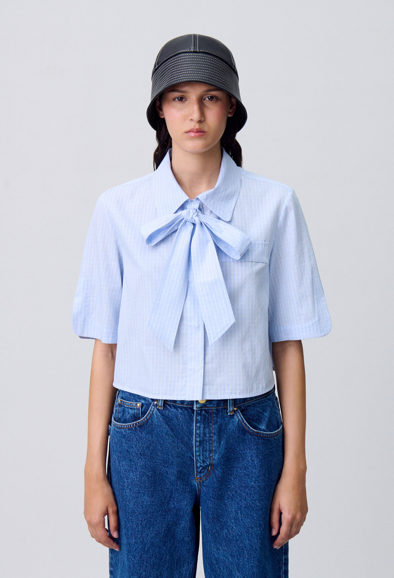 Short checked shirt