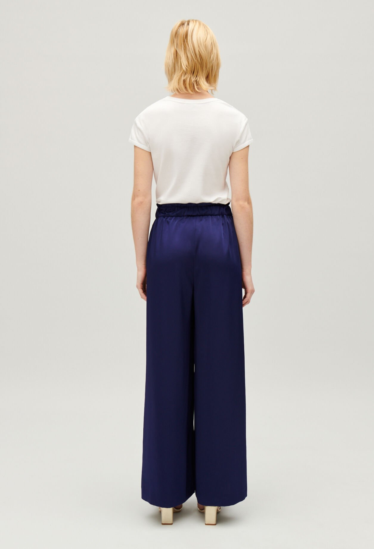 Wide-leg trousers with smocked waistband