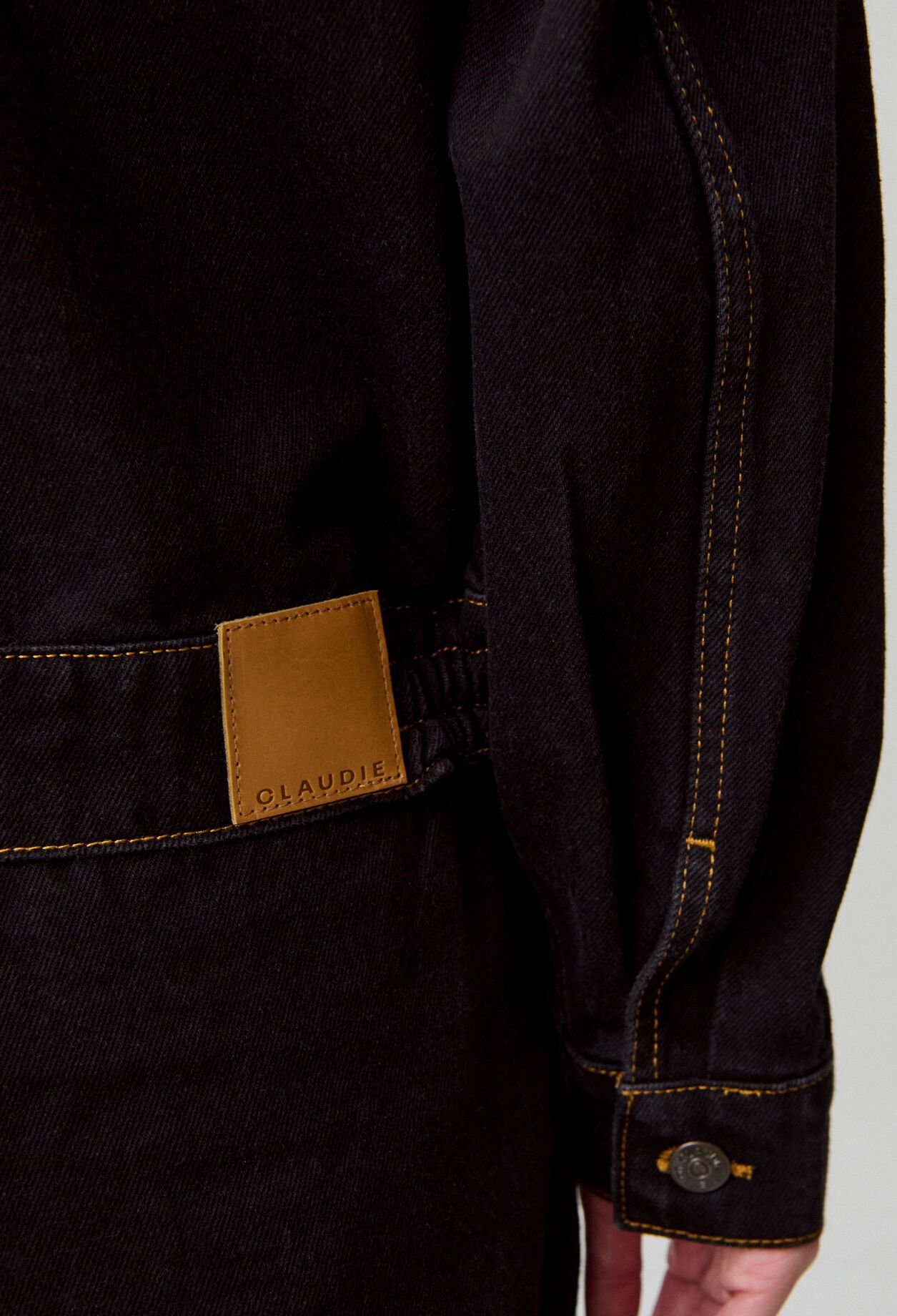 Veste jean col vareuse denim noir